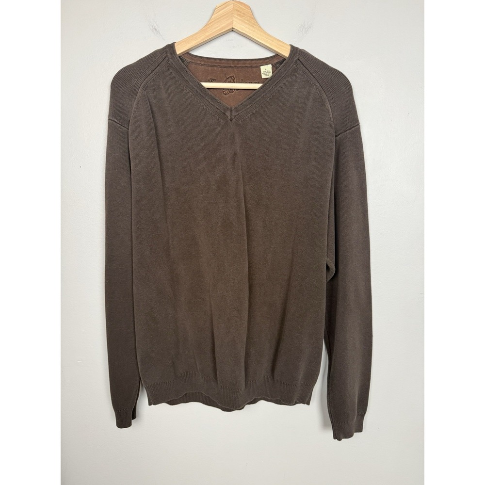 Tommy Bahama Silk Blend Knit Brown V-Neck Sweater Minimalist Preppy Quiet Luxury